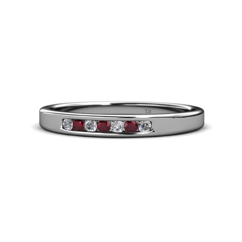 Kathiryn 2.00 mm Ruby and Lab Grown Diamond 7 Stone Wedding Band 