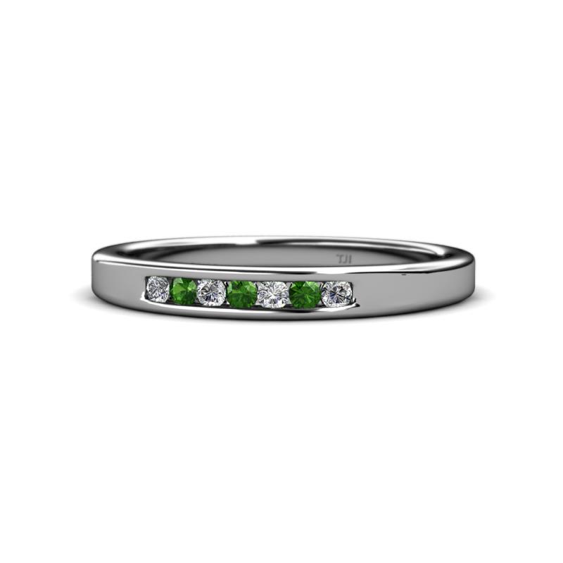 Kathiryn 2.00 mm Green Garnet and Lab Grown Diamond 7 Stone Wedding Band 