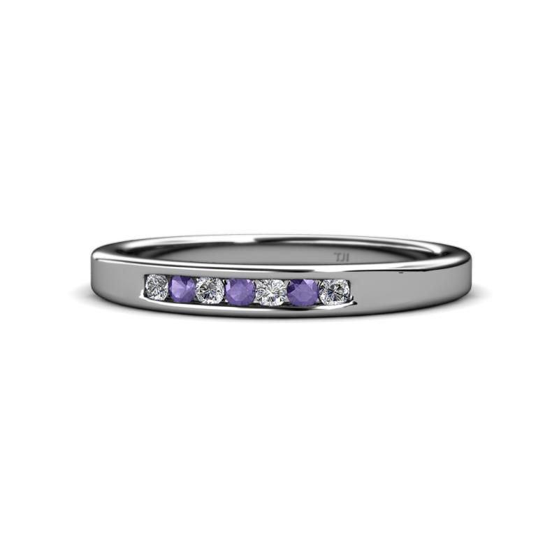 Kathiryn 2.00 mm Iolite and Lab Grown Diamond 7 Stone Wedding Band 