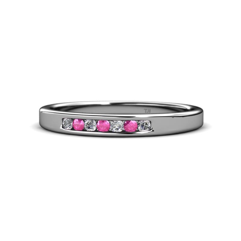 Kathiryn 2.00 mm Pink Sapphire and Lab Grown Diamond 7 Stone Wedding Band 