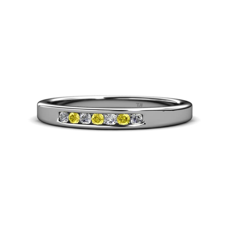 Kathiryn 2.00 mm Yellow Sapphire and Lab Grown Diamond 7 Stone Wedding Band 