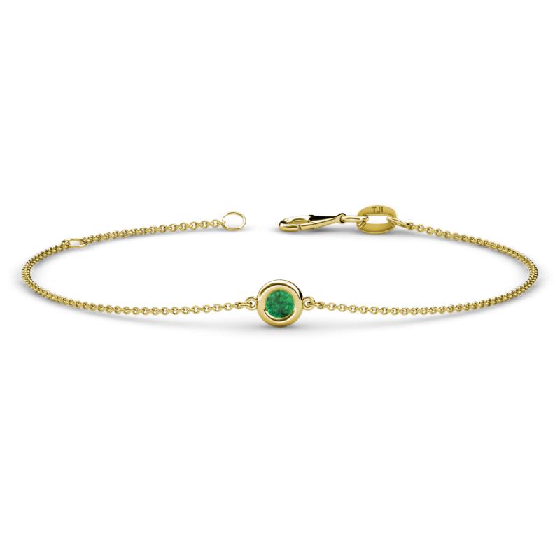 Alys (3.5mm) Round Emerald Solitaire Station Minimalist Bracelet 
