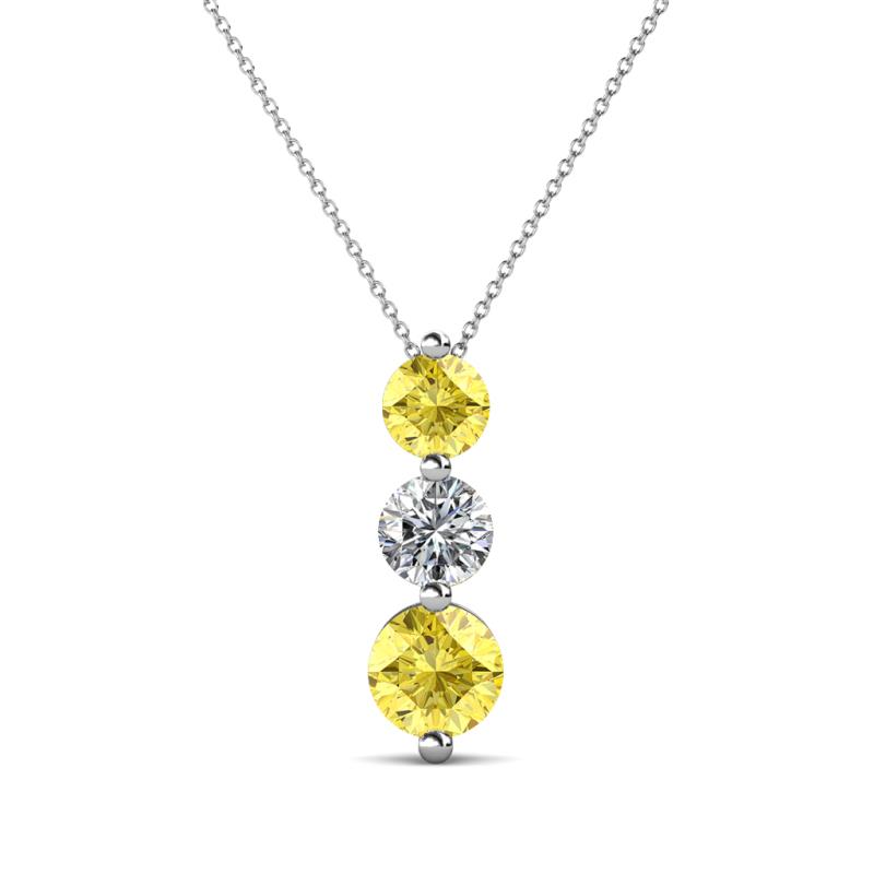 Kesha (4.2mm) Round Yellow Sapphire and Lab Grown Diamond Graduated Three Stone Drop Pendant 