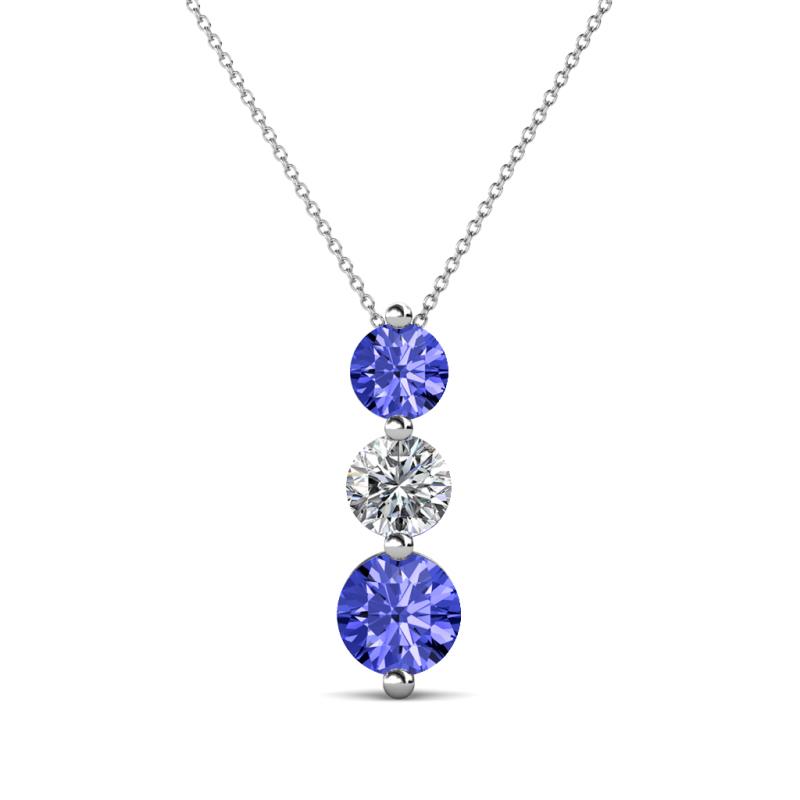 Kesha (4.2mm) Round Tanzanite and Lab Grown Diamond Graduated Three Stone Drop Pendant 