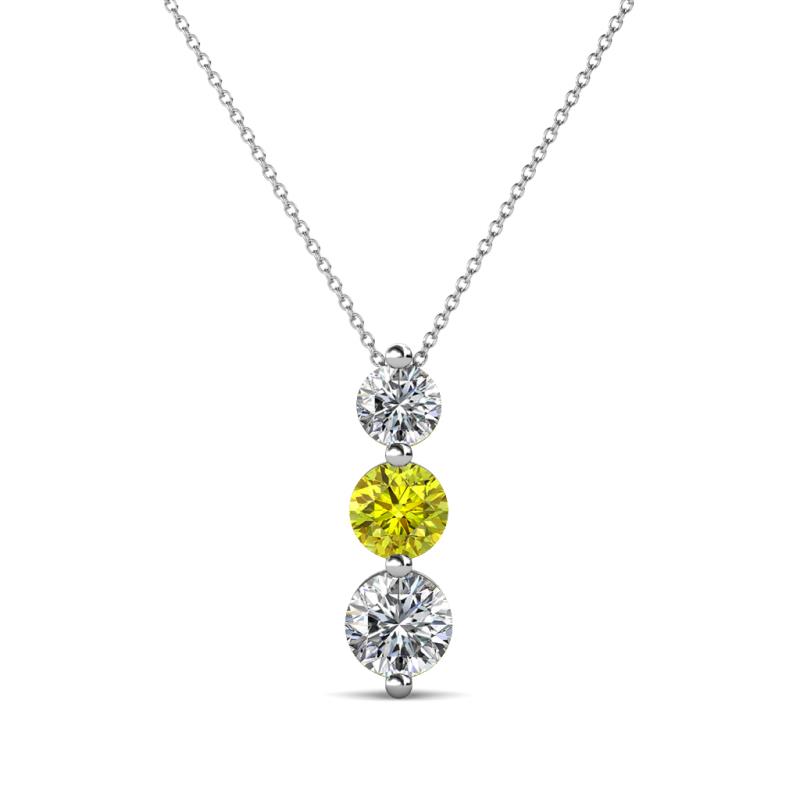 Kesha (4mm) Round Yellow and White Diamond Graduated Three Stone Drop Pendant 