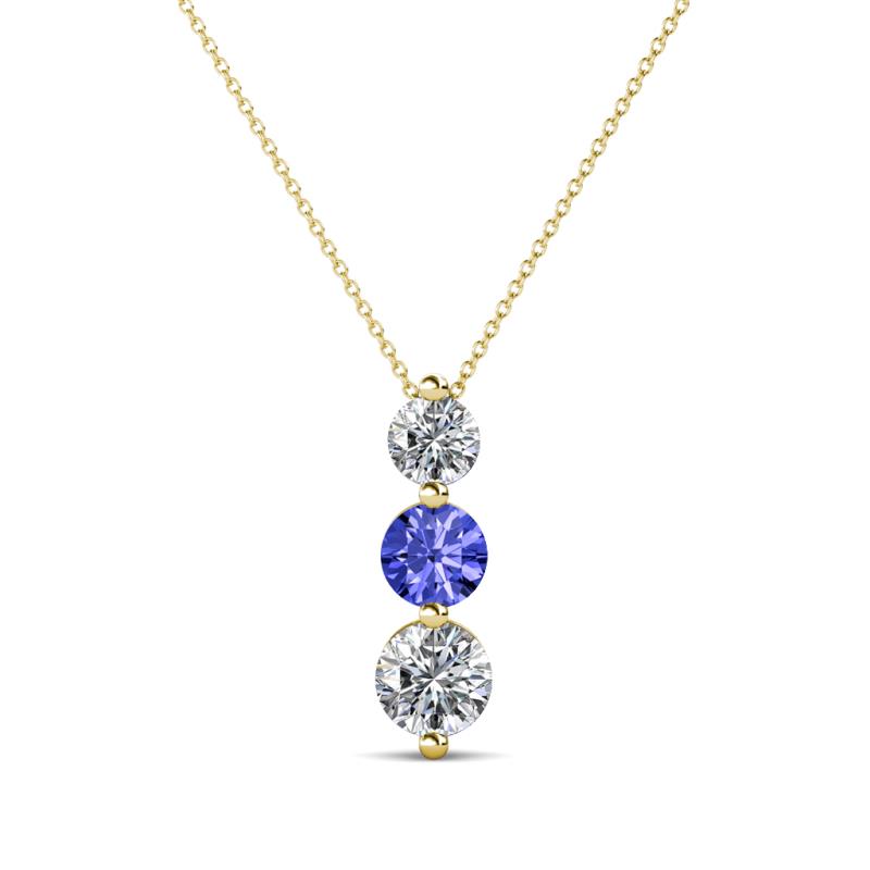 Kesha 0.74 ctw Round Tanzanite and Lab Grown Diamond Graduated Three Stone Drop Pendant 