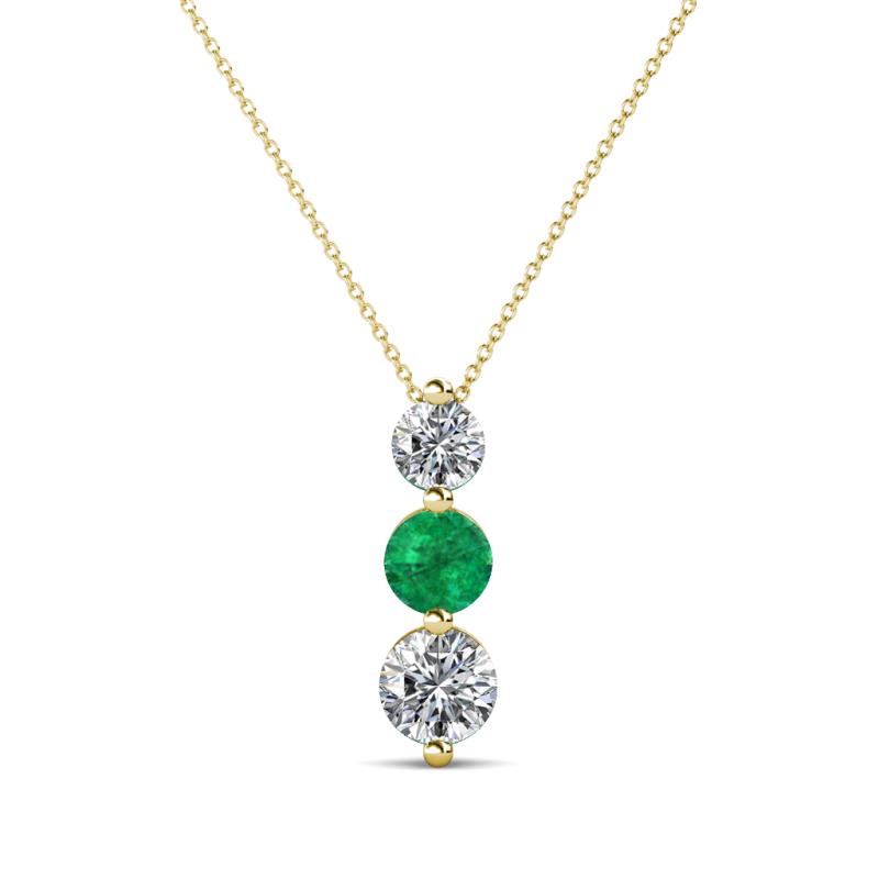 Kesha 0.75 ctw Round Emerald and Lab Grown Diamond Graduated Three Stone Drop Pendant 