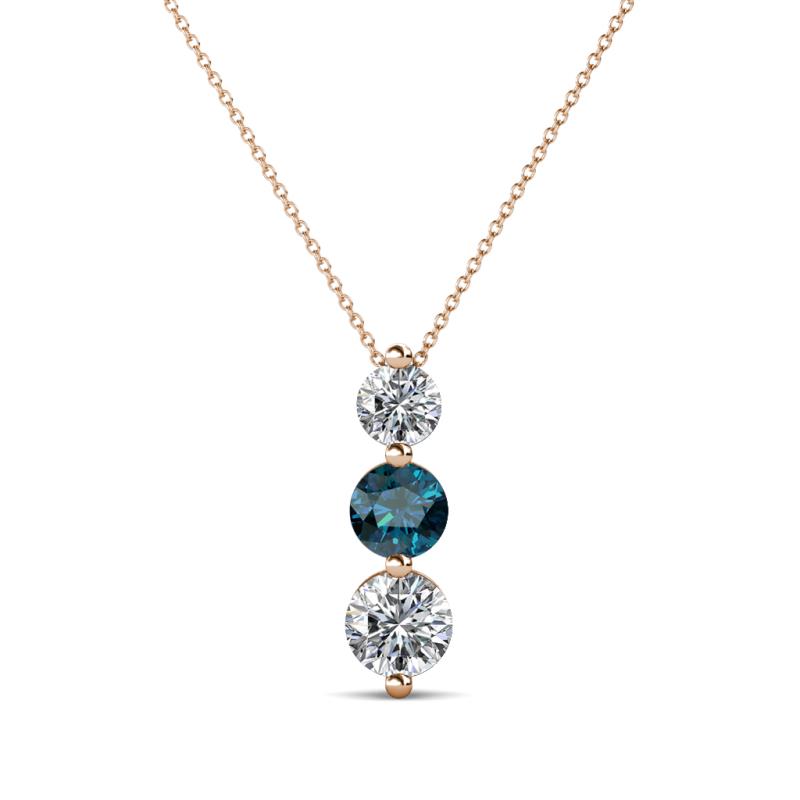 Kesha 0.75 ctw Round Blue Diamond and White Lab Grown Diamond Graduated Three Stone Drop Pendant 