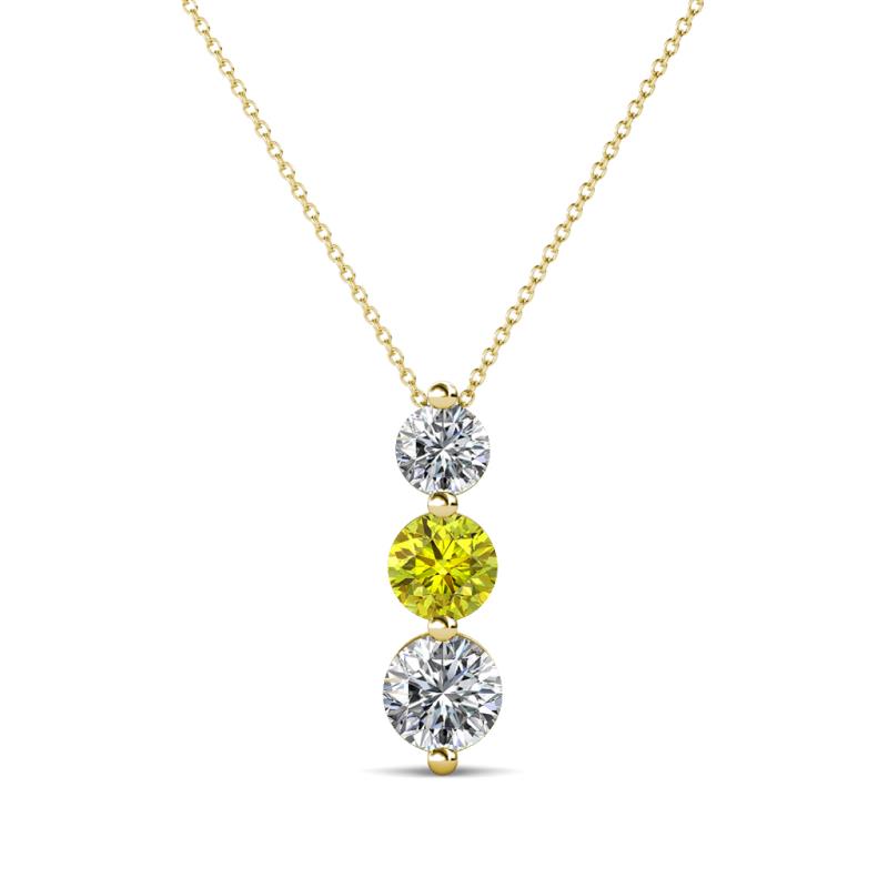 Kesha 0.75 ctw Round Yellow Diamond and White Lab Grown Diamond Graduated Three Stone Drop Pendant 