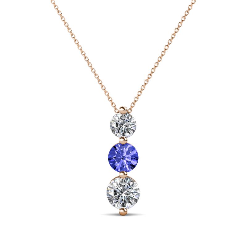 Kesha 0.74 ctw Round Tanzanite and Lab Grown Diamond Graduated Three Stone Drop Pendant 