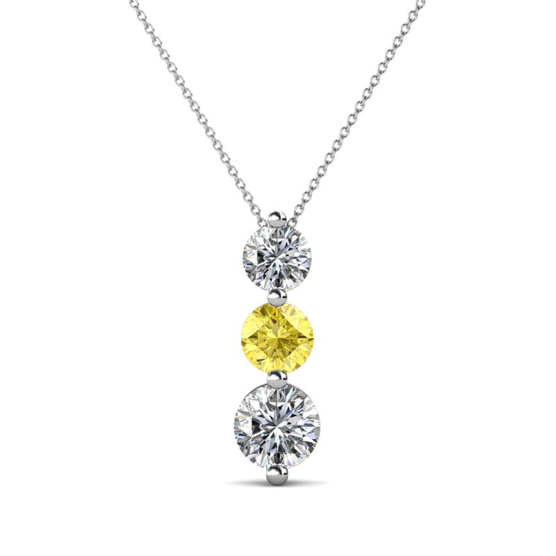 Kesha (4.2mm) Round Yellow Sapphire and Diamond Graduated Three Stone Drop Pendant 