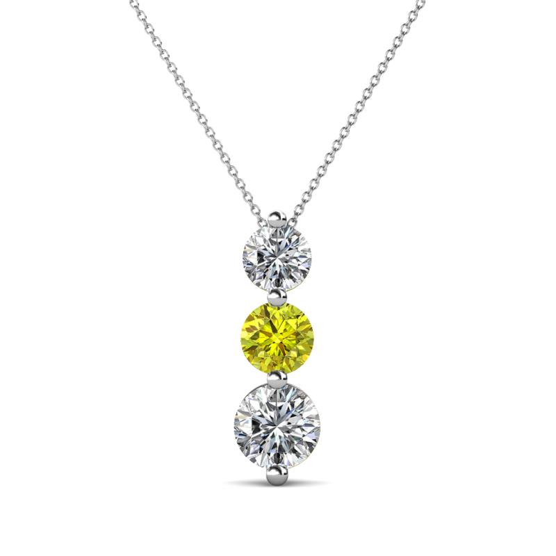 Kesha (4.2mm) Round Yellow and White Diamond Graduated Three Stone Drop Pendant 