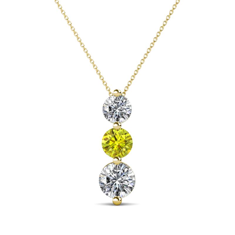 Kesha (4.2mm) Round Yellow and White Diamond Graduated Three Stone Drop Pendant 