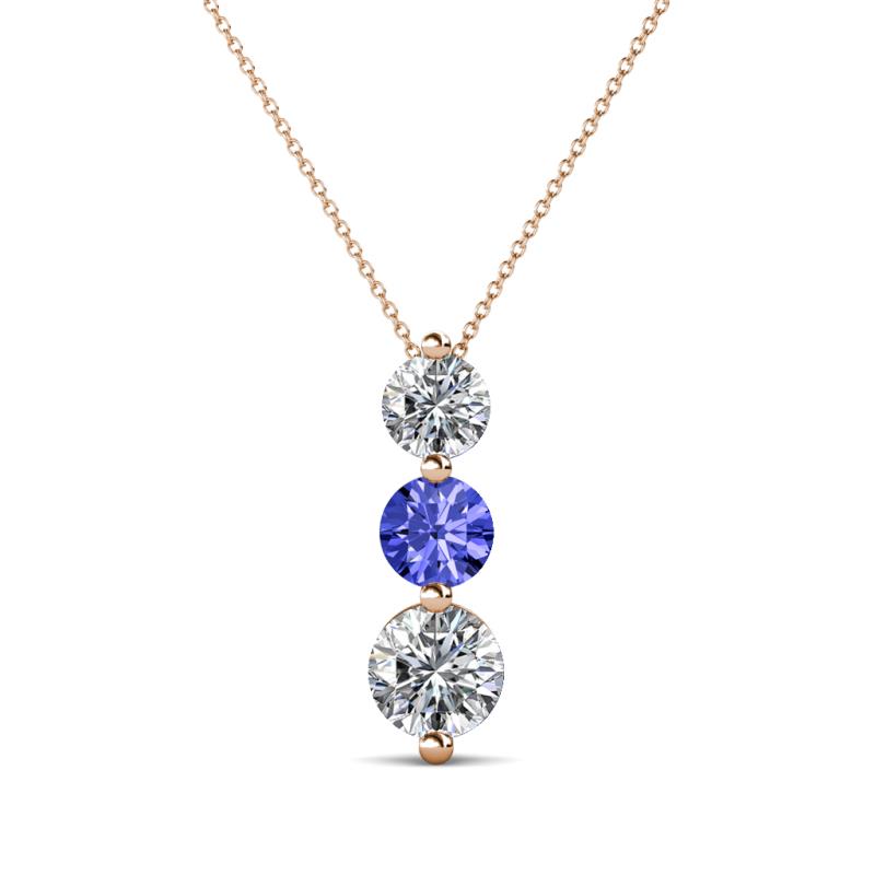 Kesha (4.2mm) Round Tanzanite and Lab Grown Diamond Graduated Three Stone Drop Pendant 