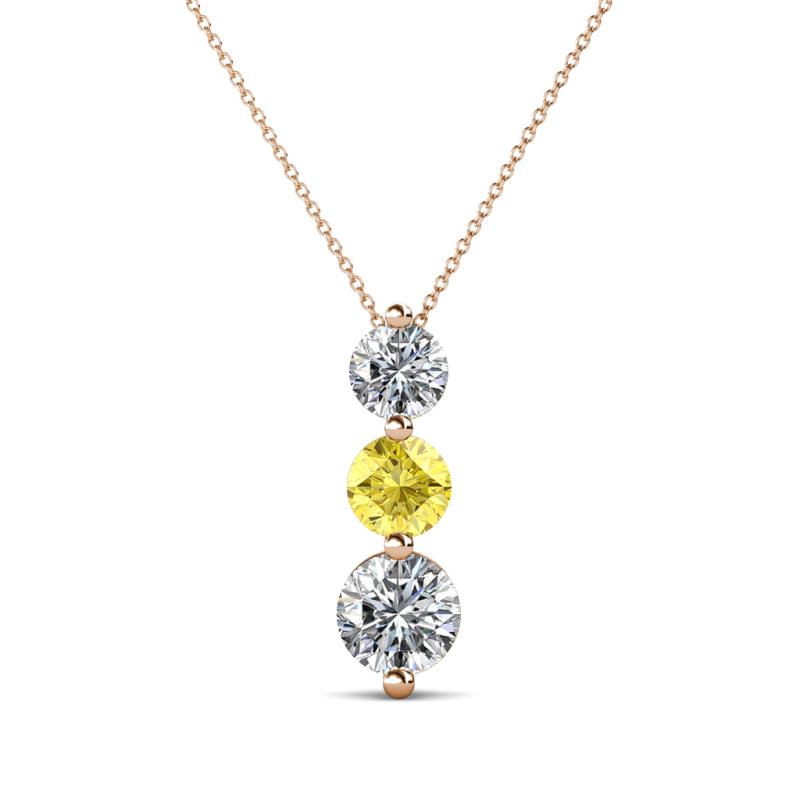 Kesha (4.2mm) Round Yellow Sapphire and Lab Grown Diamond Graduated Three Stone Drop Pendant 