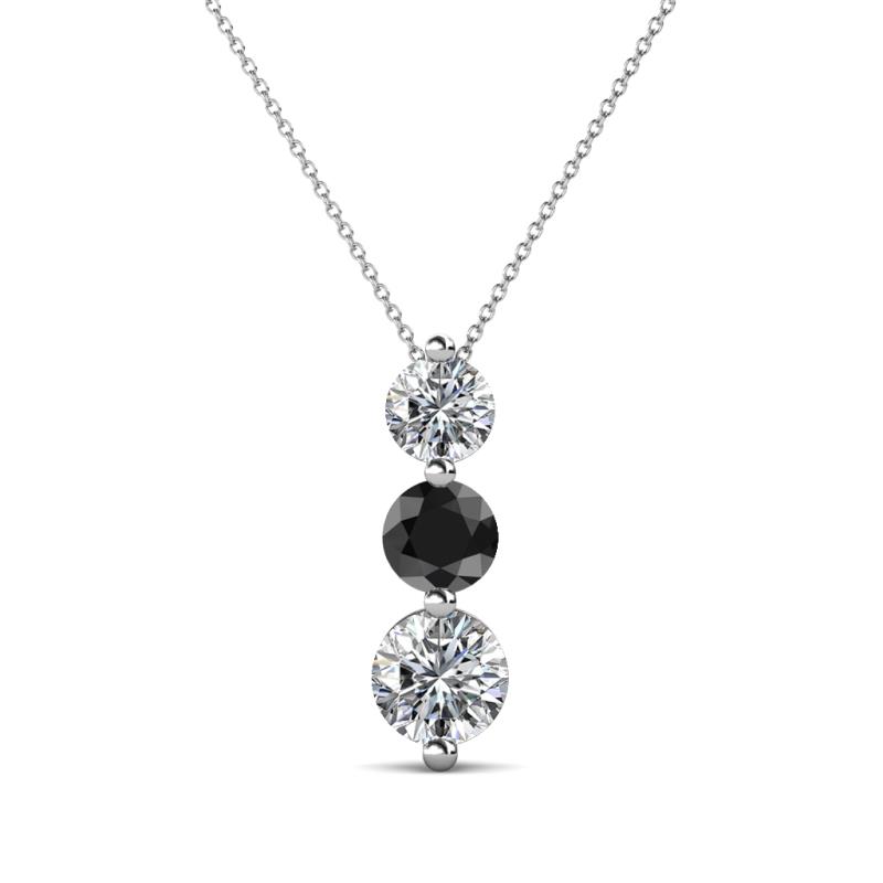 Kesha (4.2mm) Round Black Diamond and White Lab Grown Diamond Graduated Three Stone Drop Pendant 