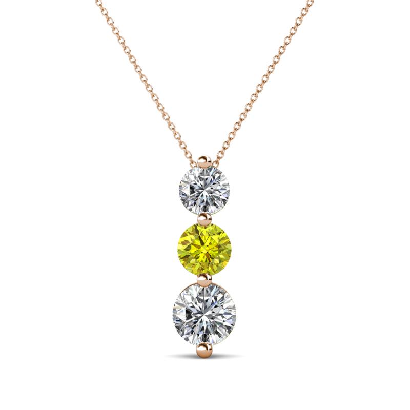 Kesha (4.2mm) Round Yellow Diamond and White Lab Grown Diamond Graduated Three Stone Drop Pendant 