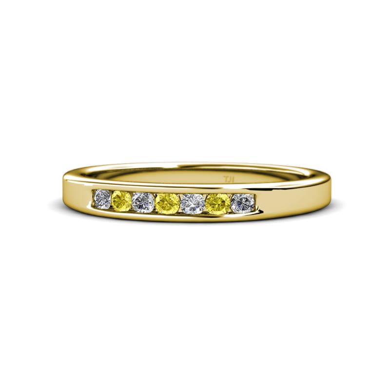 Kathiryn 2.40 mm Yellow Sapphire and Lab Grown Diamond 7 Stone Wedding Band 