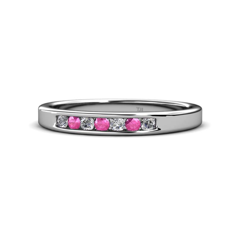 Kathiryn 2.40 mm Pink Sapphire and Lab Grown Diamond 7 Stone Wedding Band 