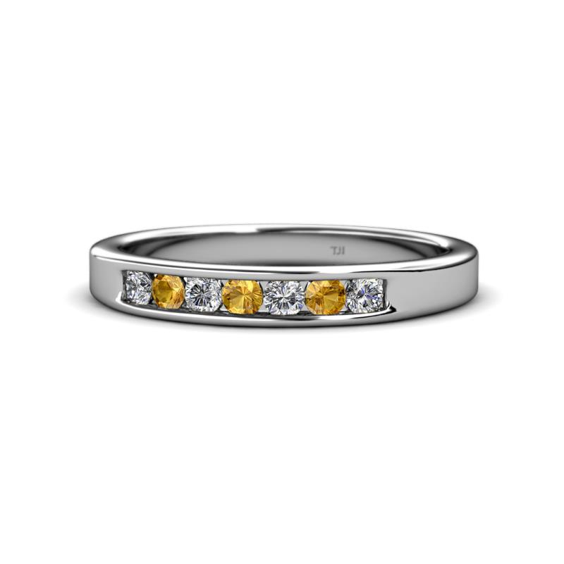 Kathiryn 2.70 mm Citrine and Lab Grown Diamond 7 Stone Wedding Band 