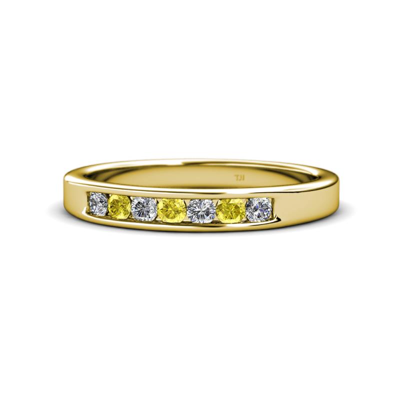 Kathiryn 2.70 mm Yellow Sapphire and Lab Grown Diamond 7 Stone Wedding Band 