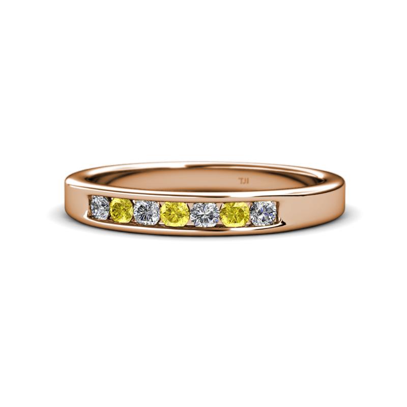 Kathiryn 2.70 mm Yellow Sapphire and Lab Grown Diamond 7 Stone Wedding Band 