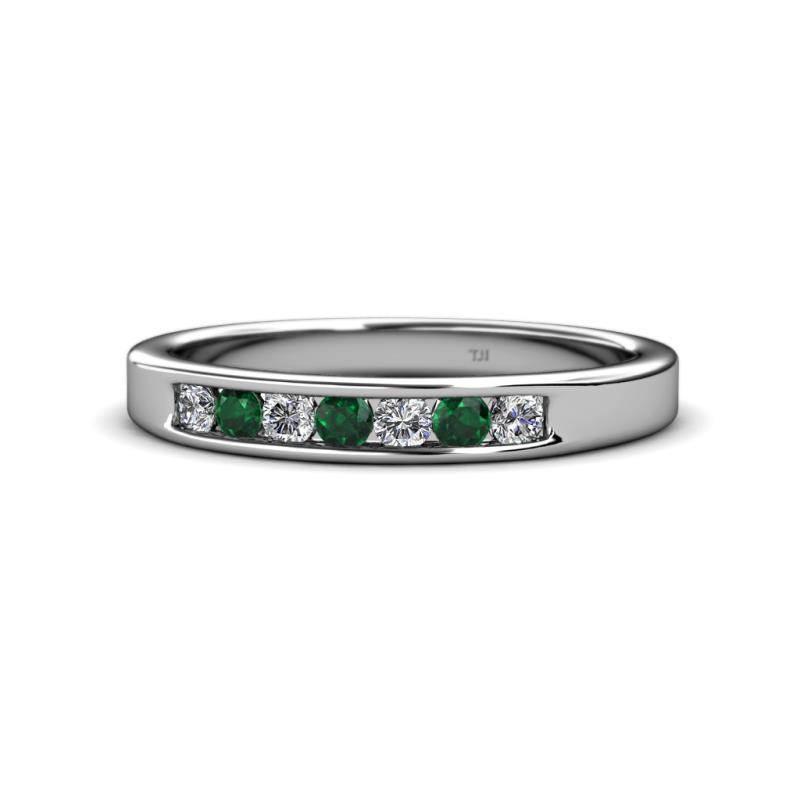 Kathiryn 2.70 mm Emerald and Lab Grown Diamond 7 Stone Wedding Band 