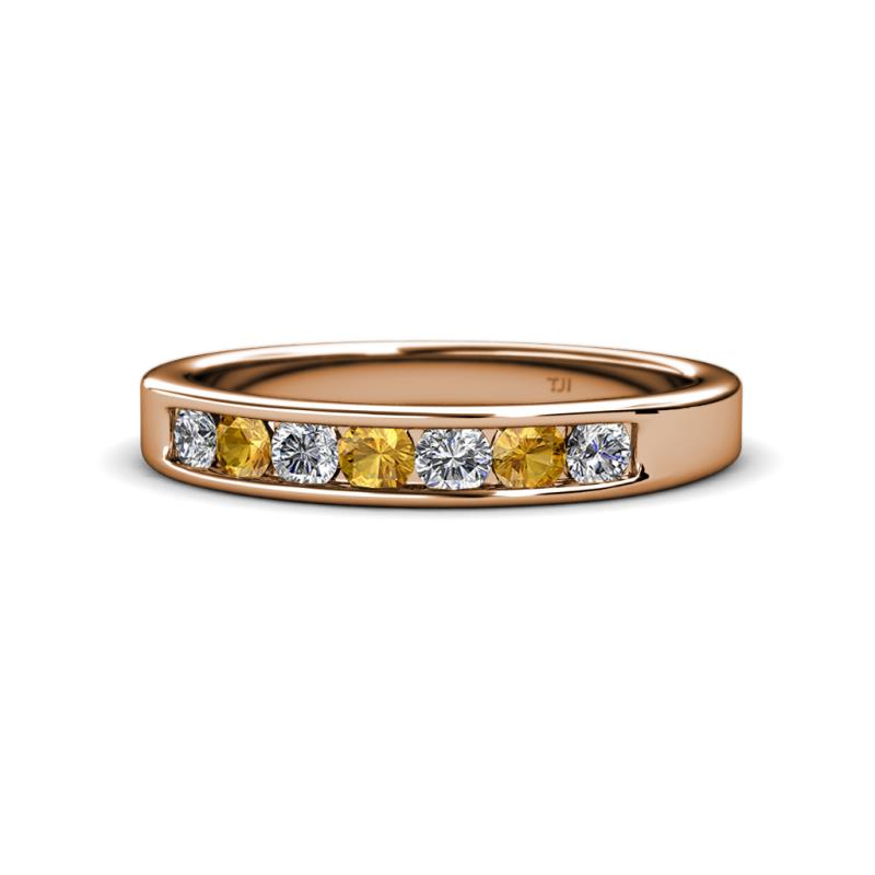 Kathiryn 3.00 mm Citrine and Lab Grown Diamond 7 Stone Wedding Band 