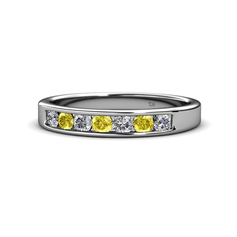 Kathiryn 3.00 mm Yellow Sapphire and Lab Grown Diamond 7 Stone Wedding Band 