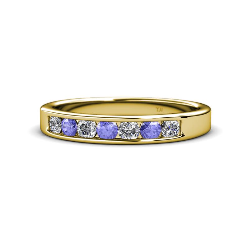 Kathiryn 3.00 mm Tanzanite and Lab Grown Diamond 7 Stone Wedding Band 