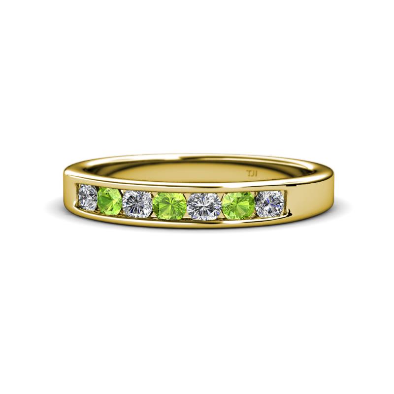 Kathiryn 3.00 mm Peridot and Lab Grown Diamond 7 Stone Wedding Band 