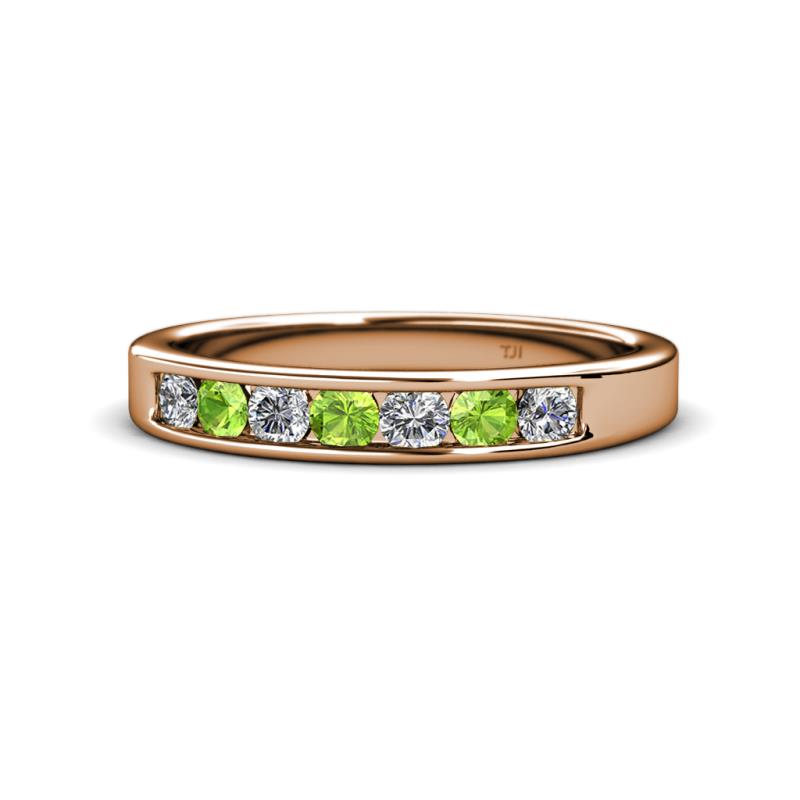 Kathiryn 3.00 mm Peridot and Lab Grown Diamond 7 Stone Wedding Band 