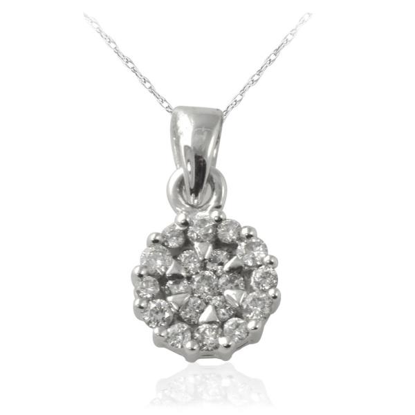 Diamond Cluster Pendant Diamond Cluster Pendant ct tw in K White GoldIncluded Inches K White Gold Chain