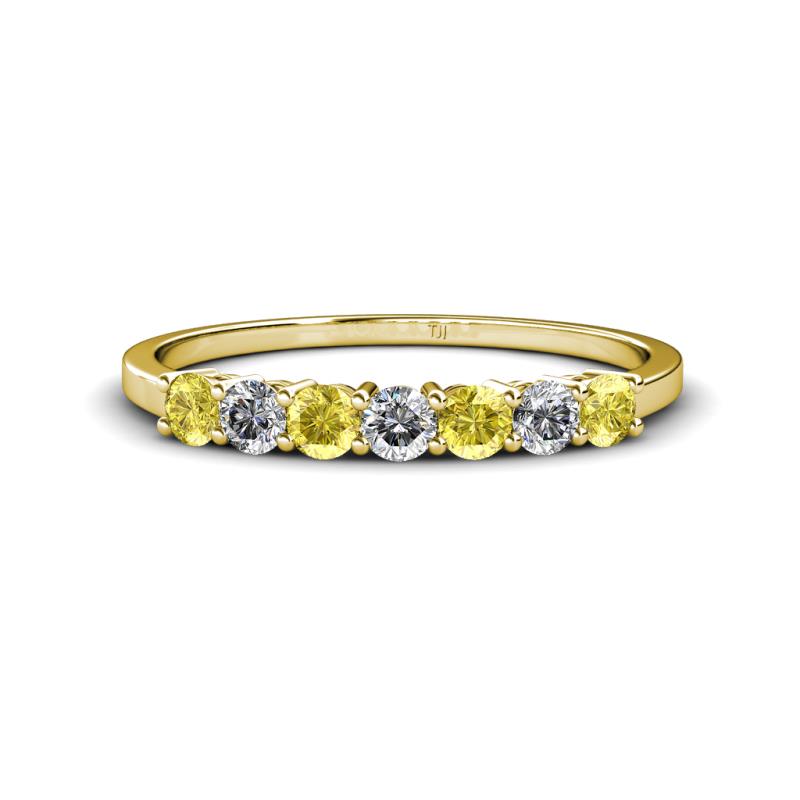 Vivian 3.00 mm Yellow Sapphire and Lab Grown Diamond 7 Stone Wedding Band 