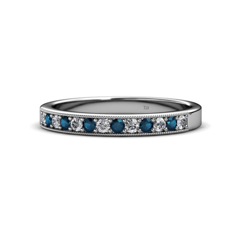 Janice 2.00 mm Blue and White Lab Grown Diamond 13 Stone Wedding Band 