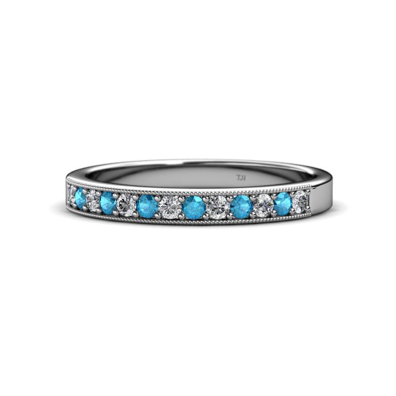 Janice 2.00 mm London Blue Topaz and Lab Grown Diamond 13 Stone Wedding Band 