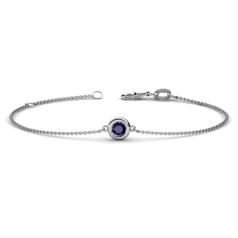 Alys (4mm) Round Blue Sapphire Solitaire Station Minimalist Bracelet 
