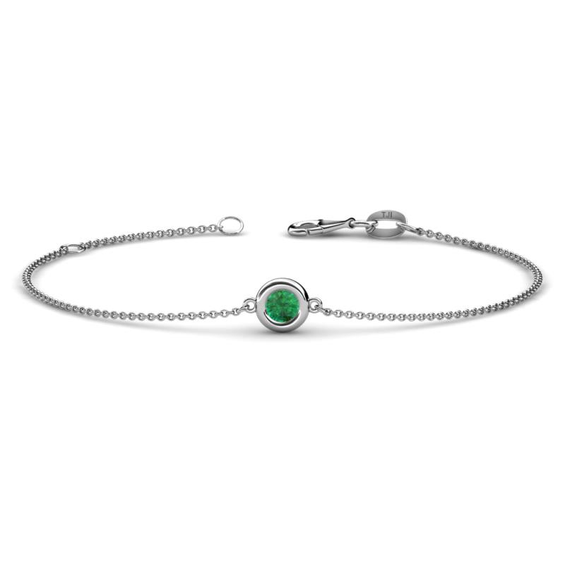 Alys (4mm) Round Emerald Solitaire Station Minimalist Bracelet 