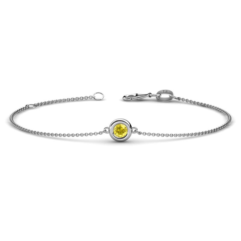 Alys (4mm) Round Yellow Sapphire Solitaire Station Minimalist Bracelet 