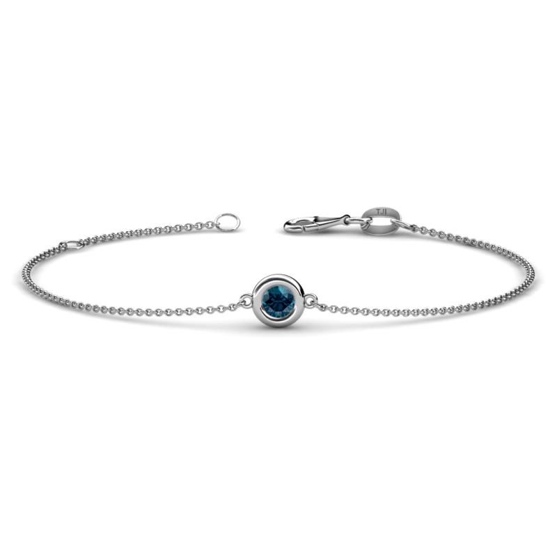 Alys (4mm) Round Blue Diamond Solitaire Station Minimalist Bracelet 
