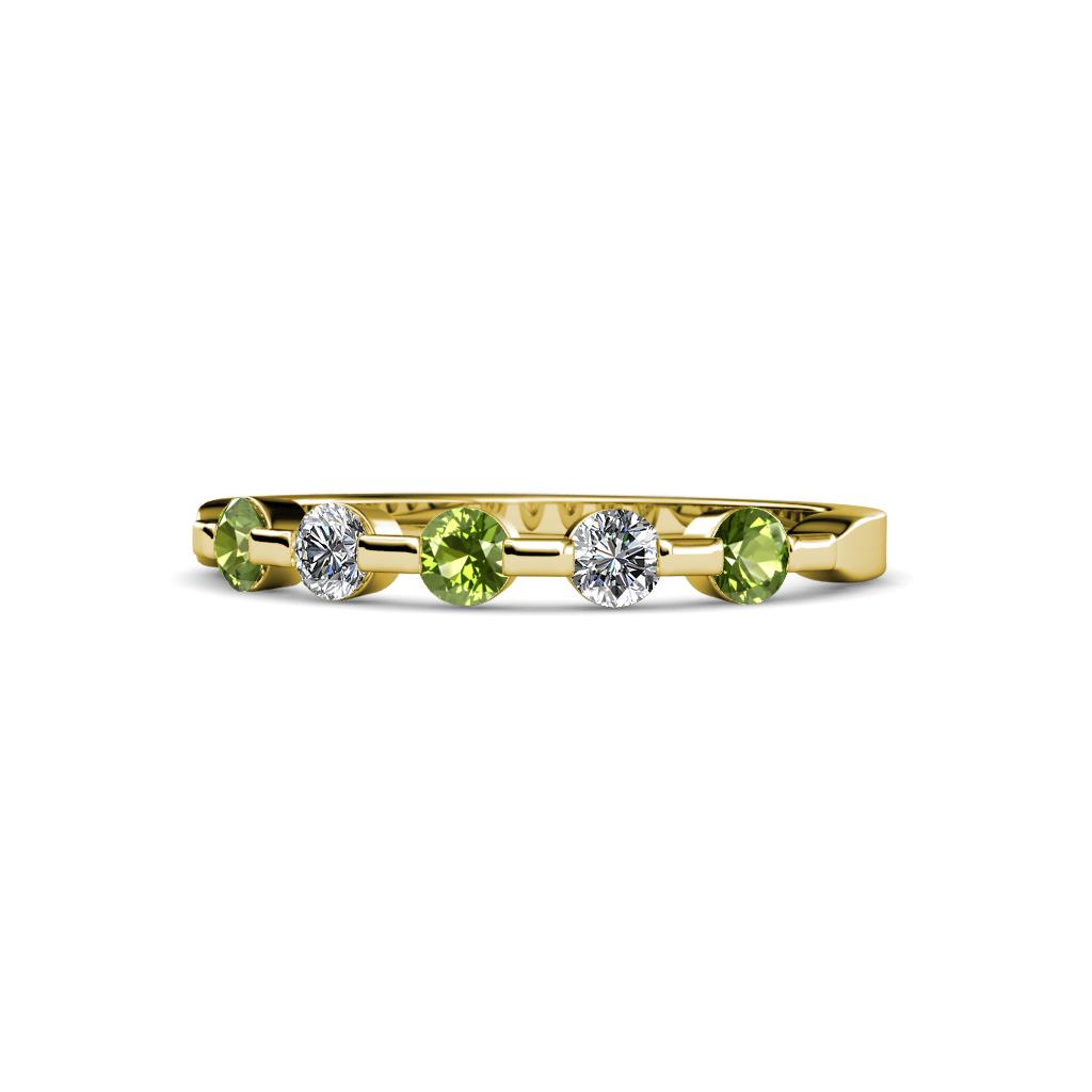 Keva 3.00 mm Peridot and Lab Grown Diamond 5 Stone Wedding Band 