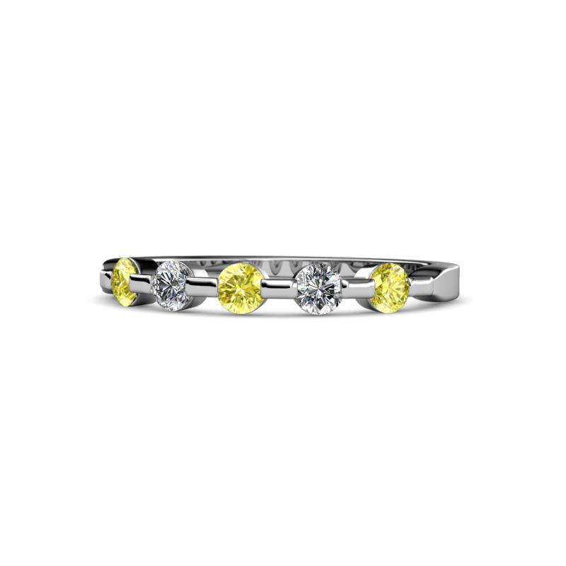 Keva 3.00 mm Yellow and White Lab Grown Diamond 5 Stone Wedding Band 