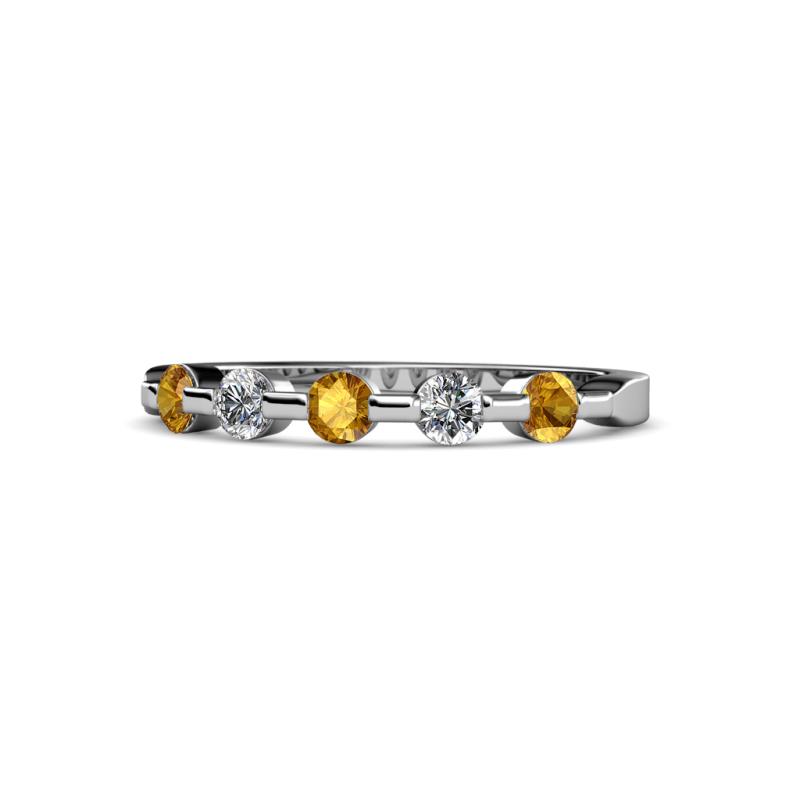 Keva 3.00 mm Citrine and Lab Grown Diamond 5 Stone Wedding Band 