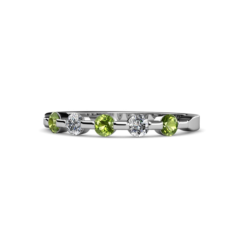 Keva 3.00 mm Peridot and Lab Grown Diamond 5 Stone Wedding Band 