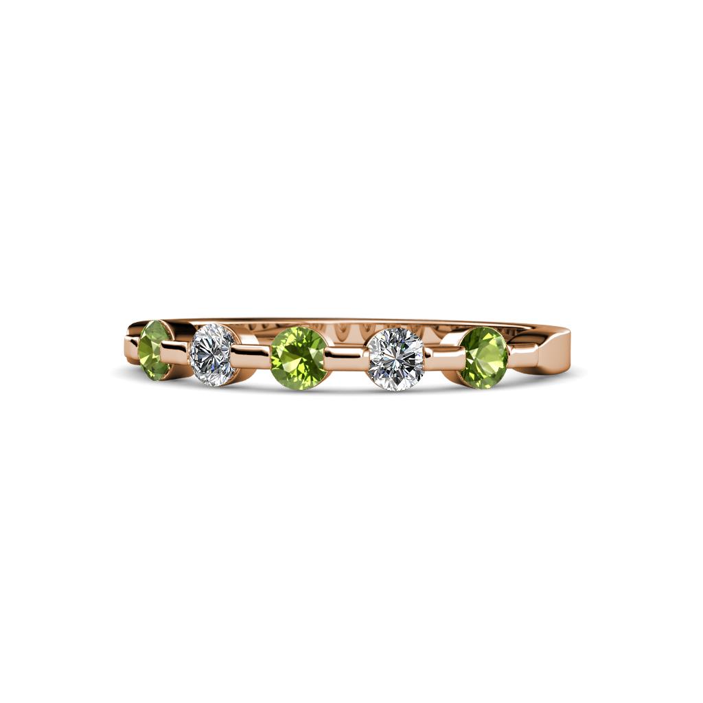 Keva 3.00 mm Peridot and Lab Grown Diamond 5 Stone Wedding Band 