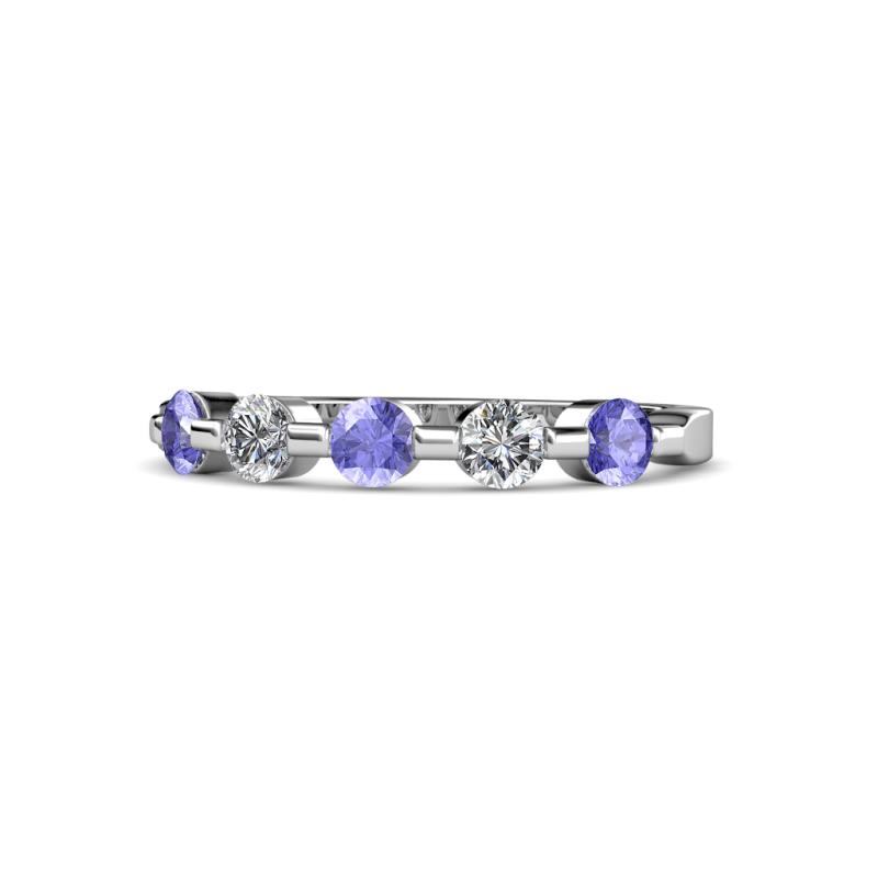 Keva 3.40 mm Tanzanite and Lab Grown Diamond 5 Stone Wedding Band 