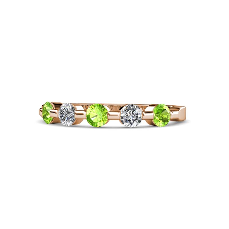 Keva 3.40 mm Peridot and Lab Grown Diamond 5 Stone Wedding Band 