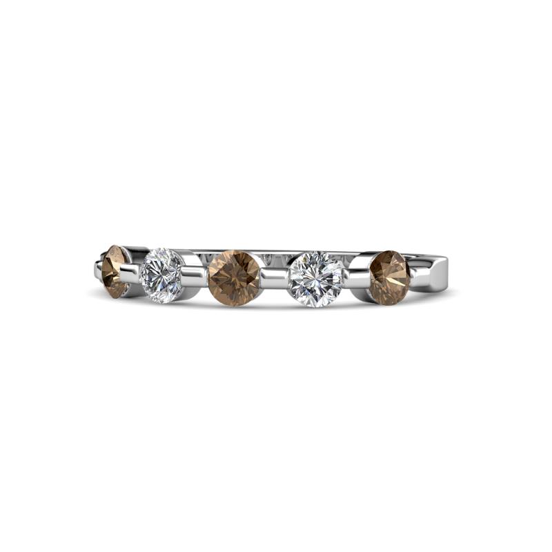 Keva 3.40 mm Smoky Quartz and Lab Grown Diamond 5 Stone Wedding Band 