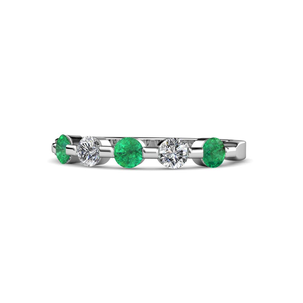 Keva 3.40 mm Emerald and Lab Grown Diamond 5 Stone Wedding Band 