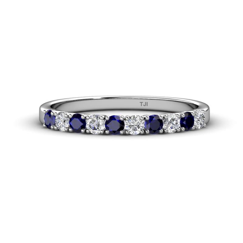 Emlynn 2.70 mm Blue Sapphire and Lab Grown Diamond 10 Stone Wedding Band 